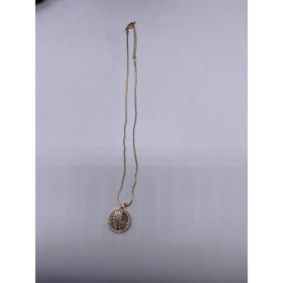 Tree Of Life CZ Pendant Necklace Gold Plated Womens Round Rhinestone Charm - Picture 3 of 6